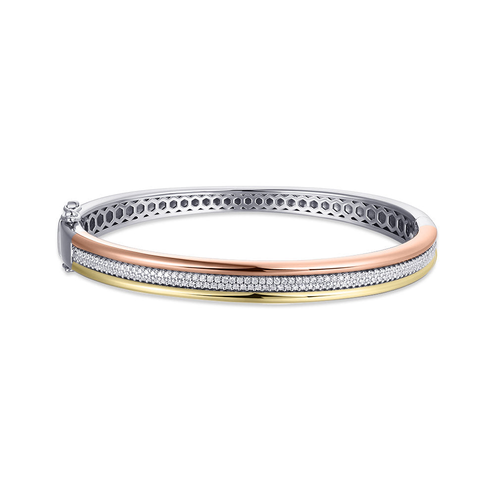 Gisser Bangle Zilver Verguld Tricolor Zirkonia Wit 60 mm – SB30T