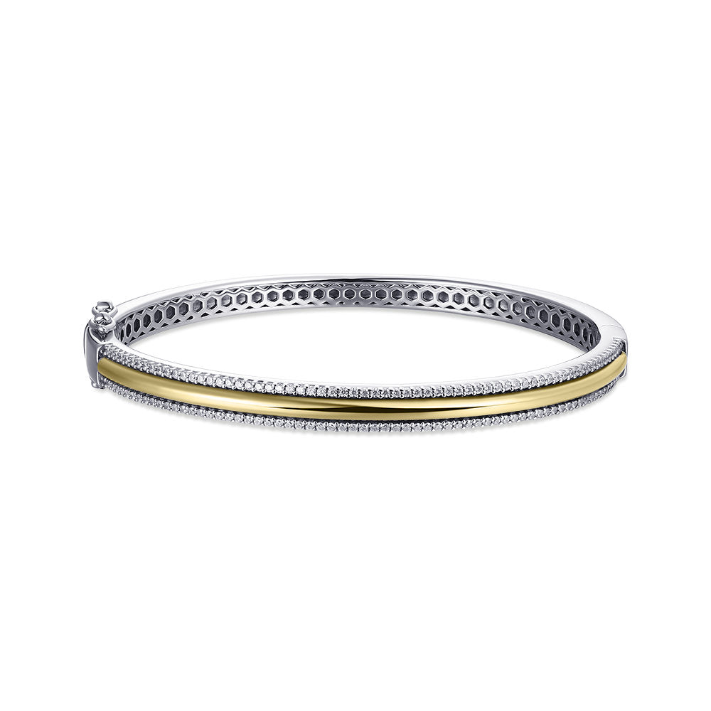 Gisser Bangle Zilver Geel Verguld Zirkonia Wit 60 mm – SB31Y