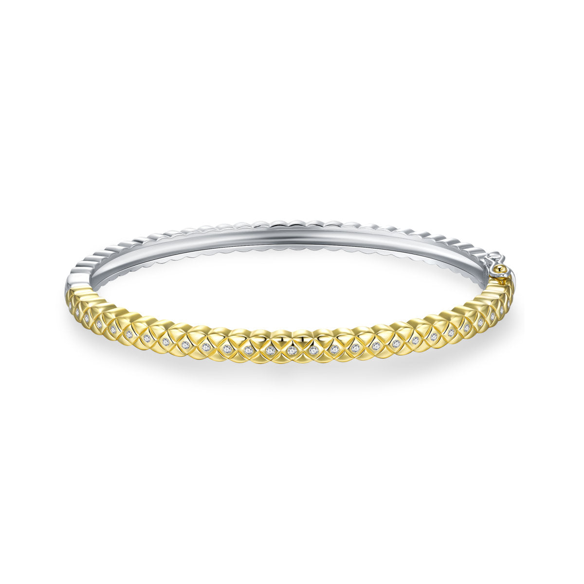 Gisser Bangle Zilver Verguld Bicolor Zirkonia Wit – SB35Y/4