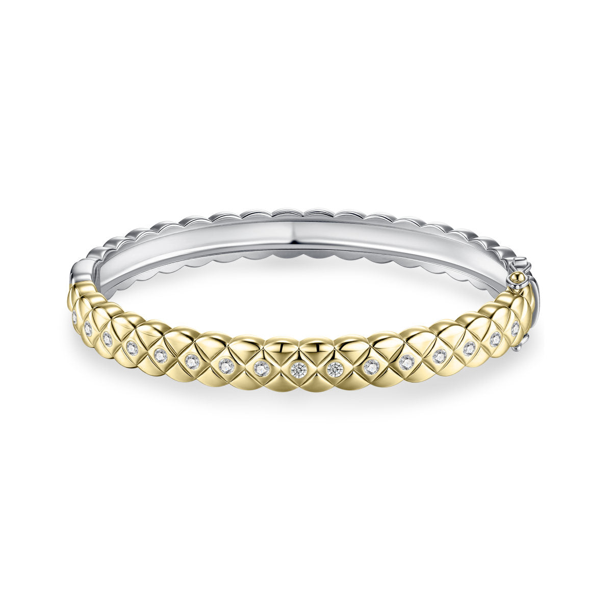 Gisser Bangle Zilver Verguld Bicolor Zirkonia Wit – SB35Y/8