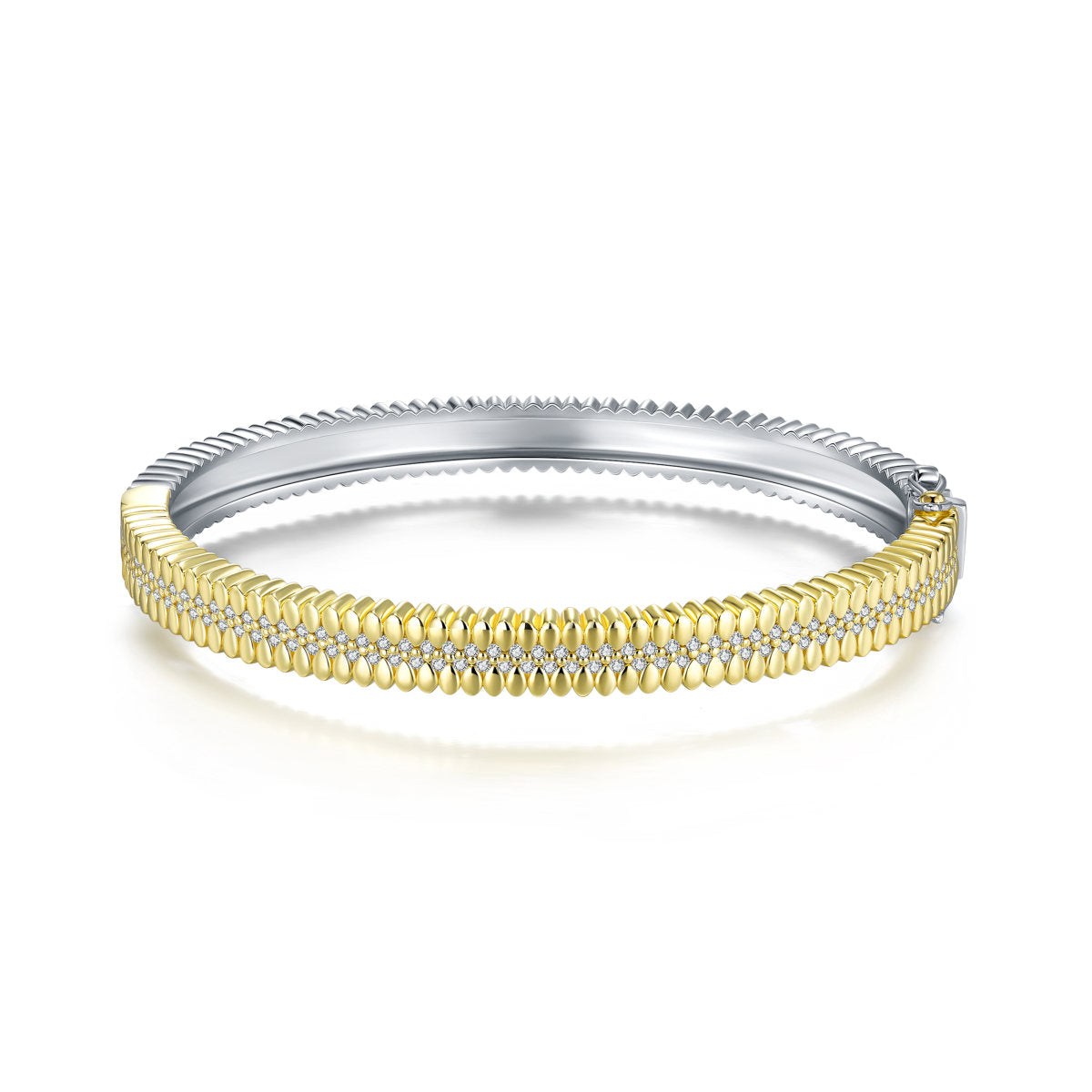 Gisser Bangle Zilver Verguld Bicolor Zirkonia Wit – SB37Y