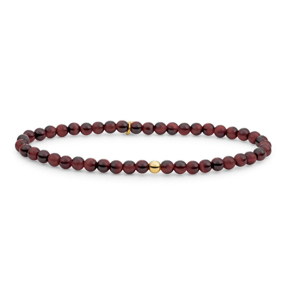 Sparkling Jewels Armband Saturn Small 4mm Rode Tijgeroog SBG-GEM15-ADD-4MM Goudkleurig