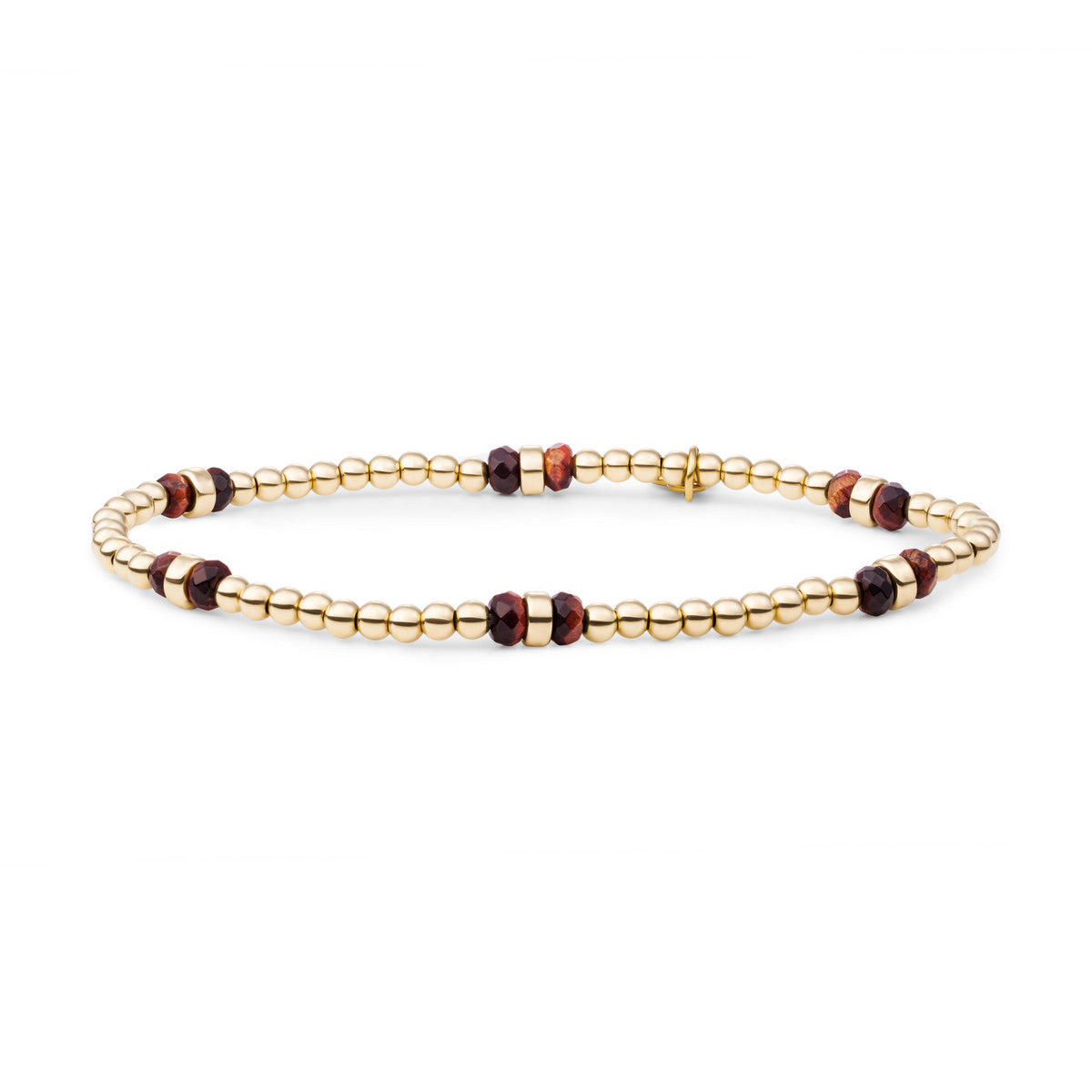 Sparkling Jewels Armband Double Reverse Roundel Rode Tijgeroog SBG-GEM15-MIX-DBFCTRDL Goudkleurig