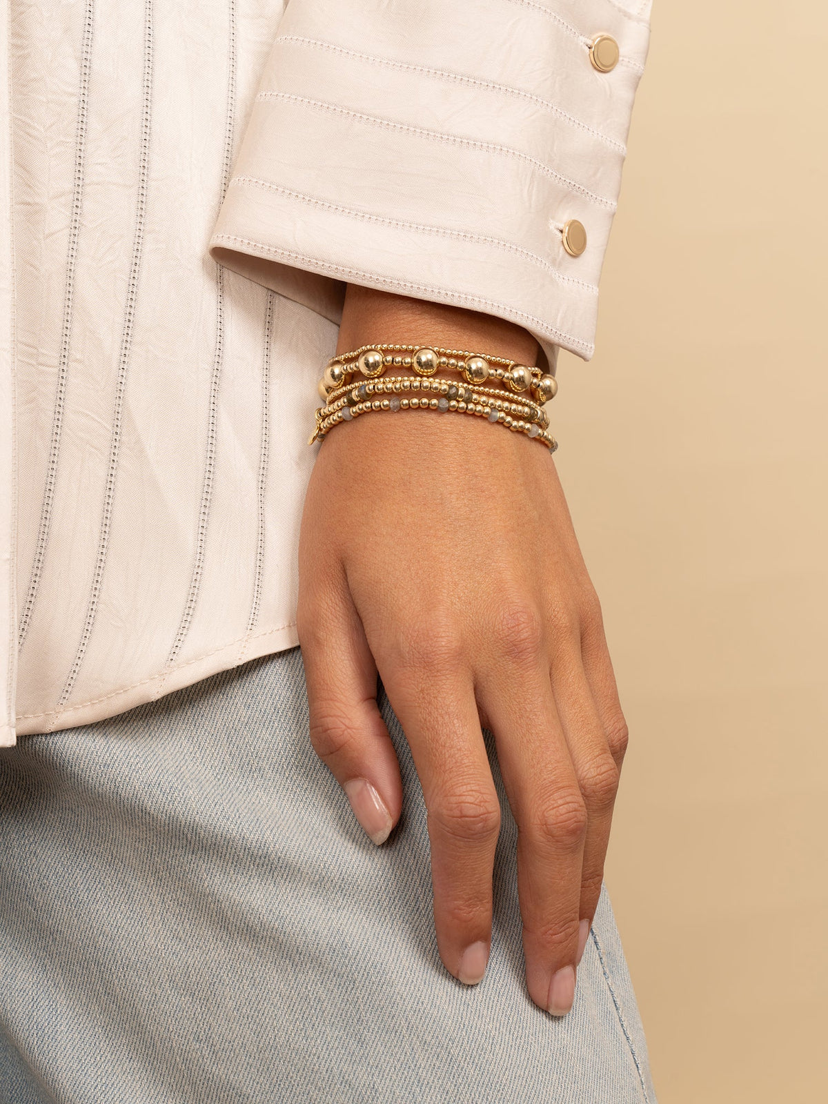 Sparkling Jewels Armband Labradoriet SBG-GEM18-MIX-DBFCTRDL Goudkleurig