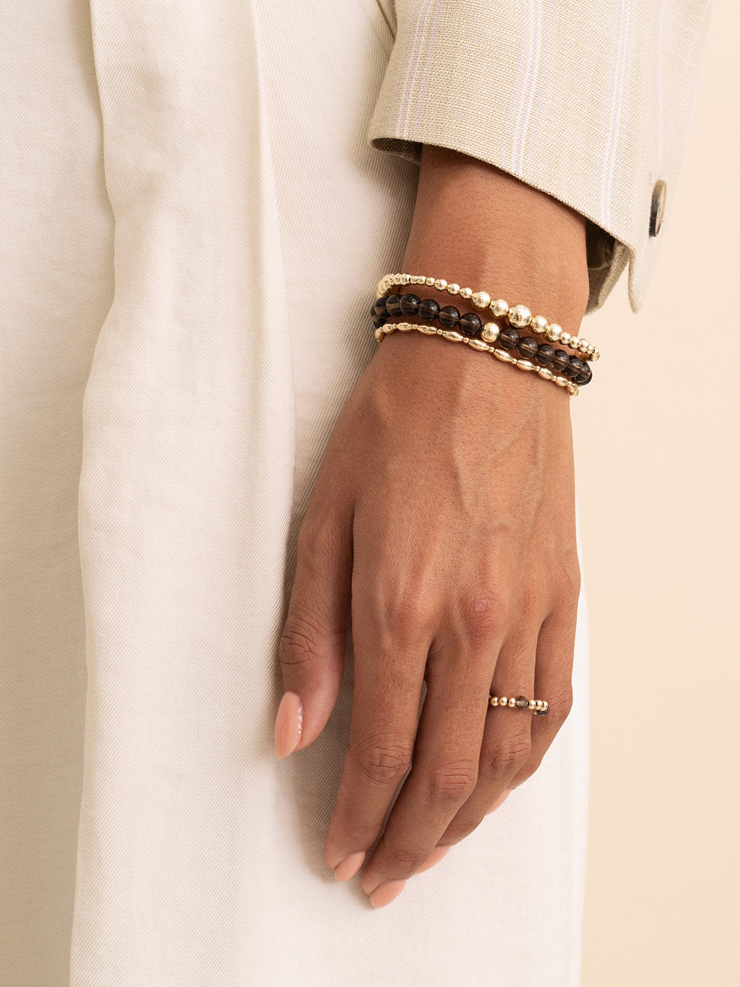 Sparkling Jewels Armband Rookkwarts SBG-GEM23-ADD-6MM Goudkleurig
