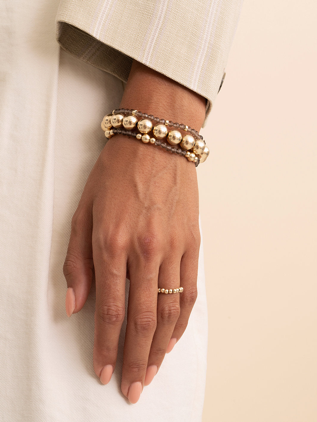 Sparkling Jewels Armband Rookkwarts SBG-GEM23-MIX-RDL Goudkleurig