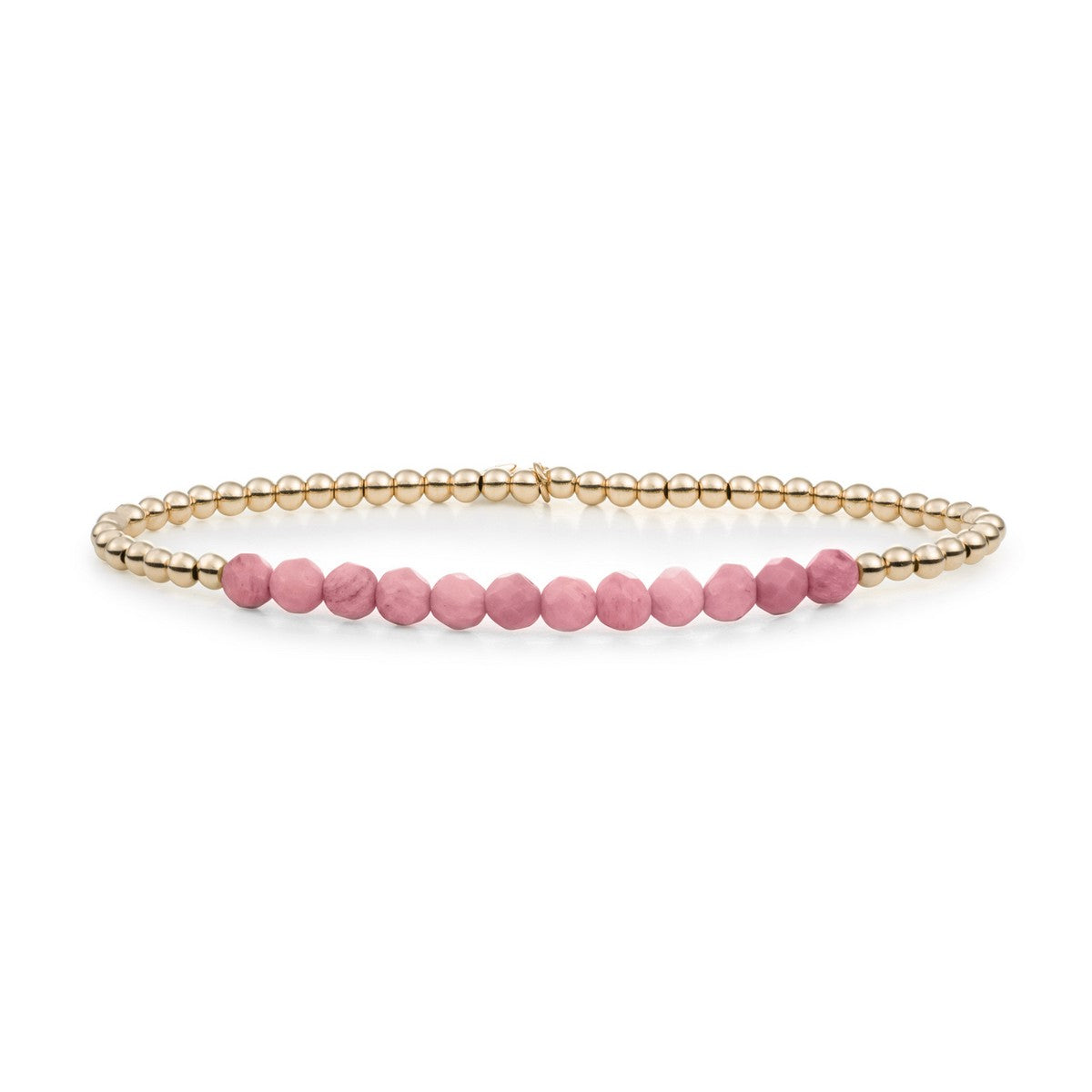 Sparkling Jewels Armband - Pink Rhodonite Universe - Gold 3mm - SBG-GEM24-3MM-LINE, exclusief en kwalitatief hoogwaardig. Ontdek nu!