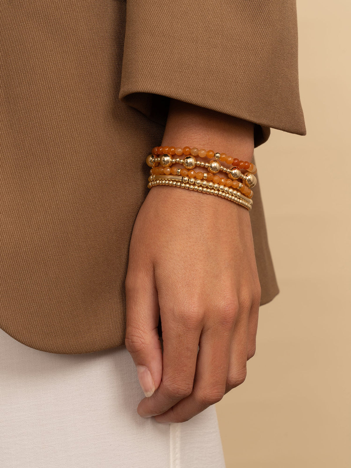 Sparkling Jewels Armband Aventurijn SBG-GEM28-ADD-4MM Goudkleurig