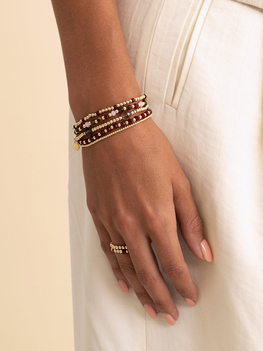 Sparkling Jewels Armband Rubinkwarts SBG-GEM50-3MM-MIX Goudkleurig