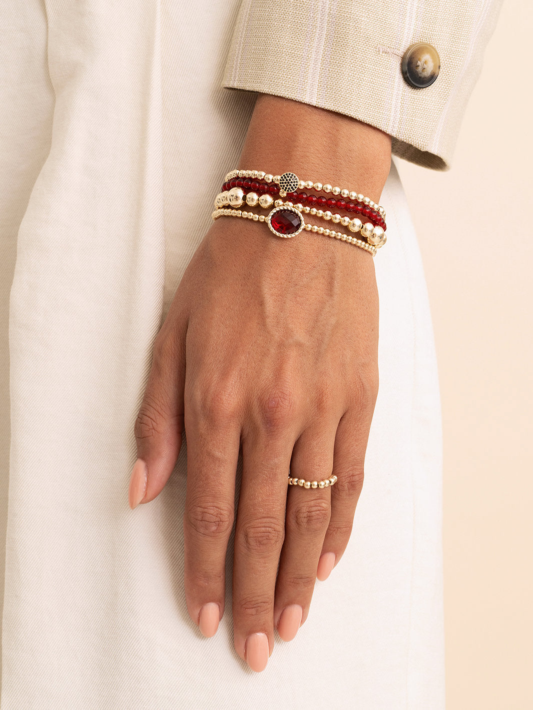Sparkling Jewels Armband Rubinkwarts SBG-GEM50-ADD-4MM Goudkleurig