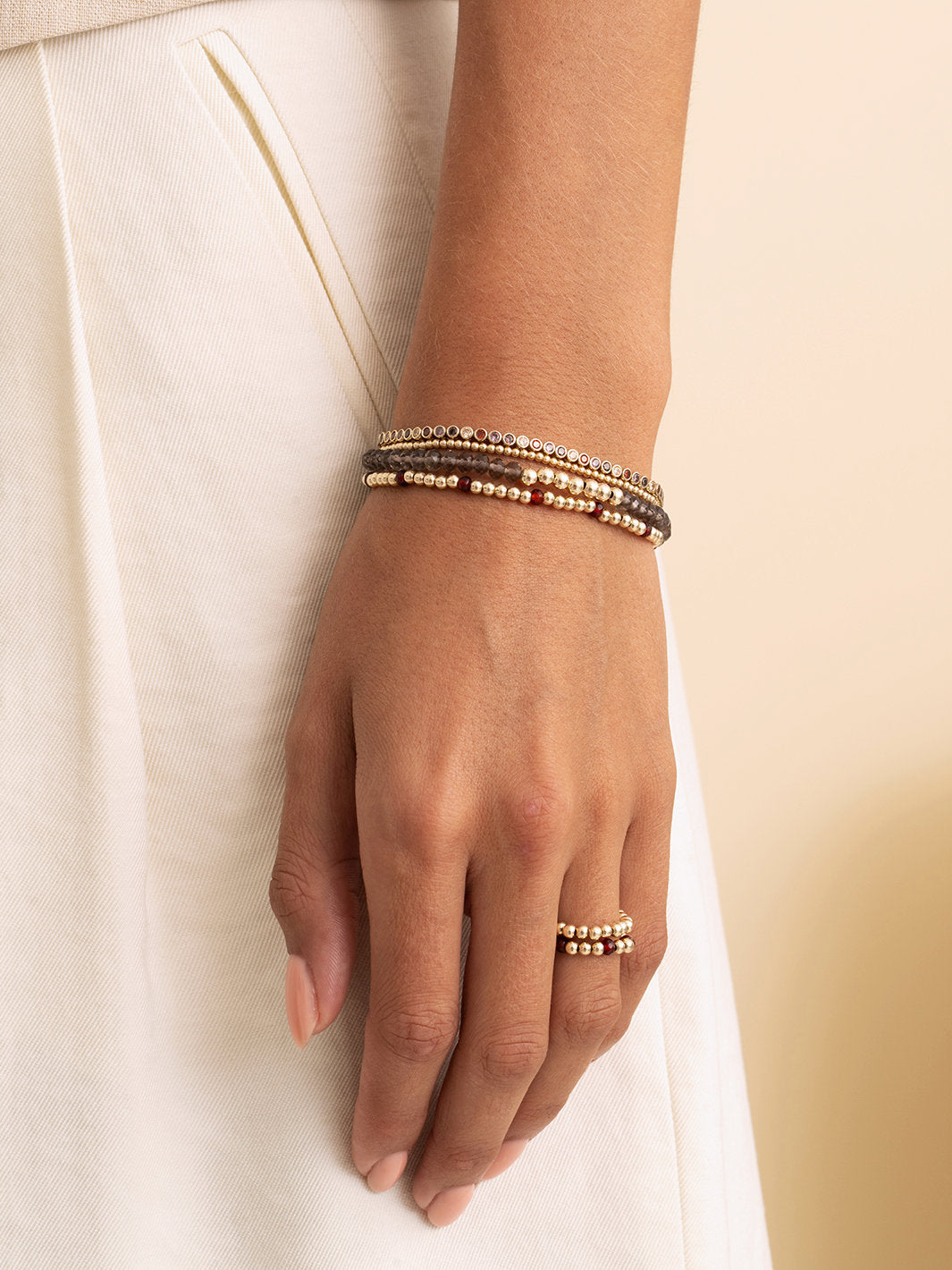Sparkling Jewels Armband Rubinkwarts SBG-GEM50-MIX-FCTRDL Goudkleurig
