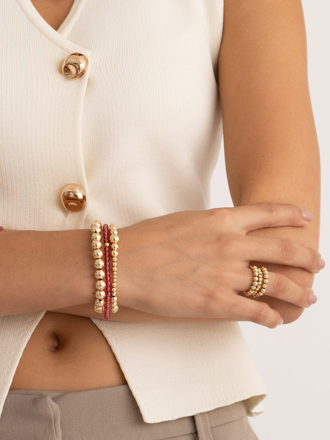 Sparkling Jewels Armband Fuchsiakwarts Saturn small 4mm SBG-GEM51-ADD-4MM Zilverkleurig