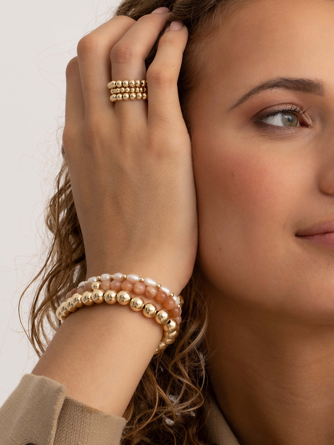 Sparkling Jewels Armband Zonnesteen SBG-GEM58-ADD-6MM Goudkleurig