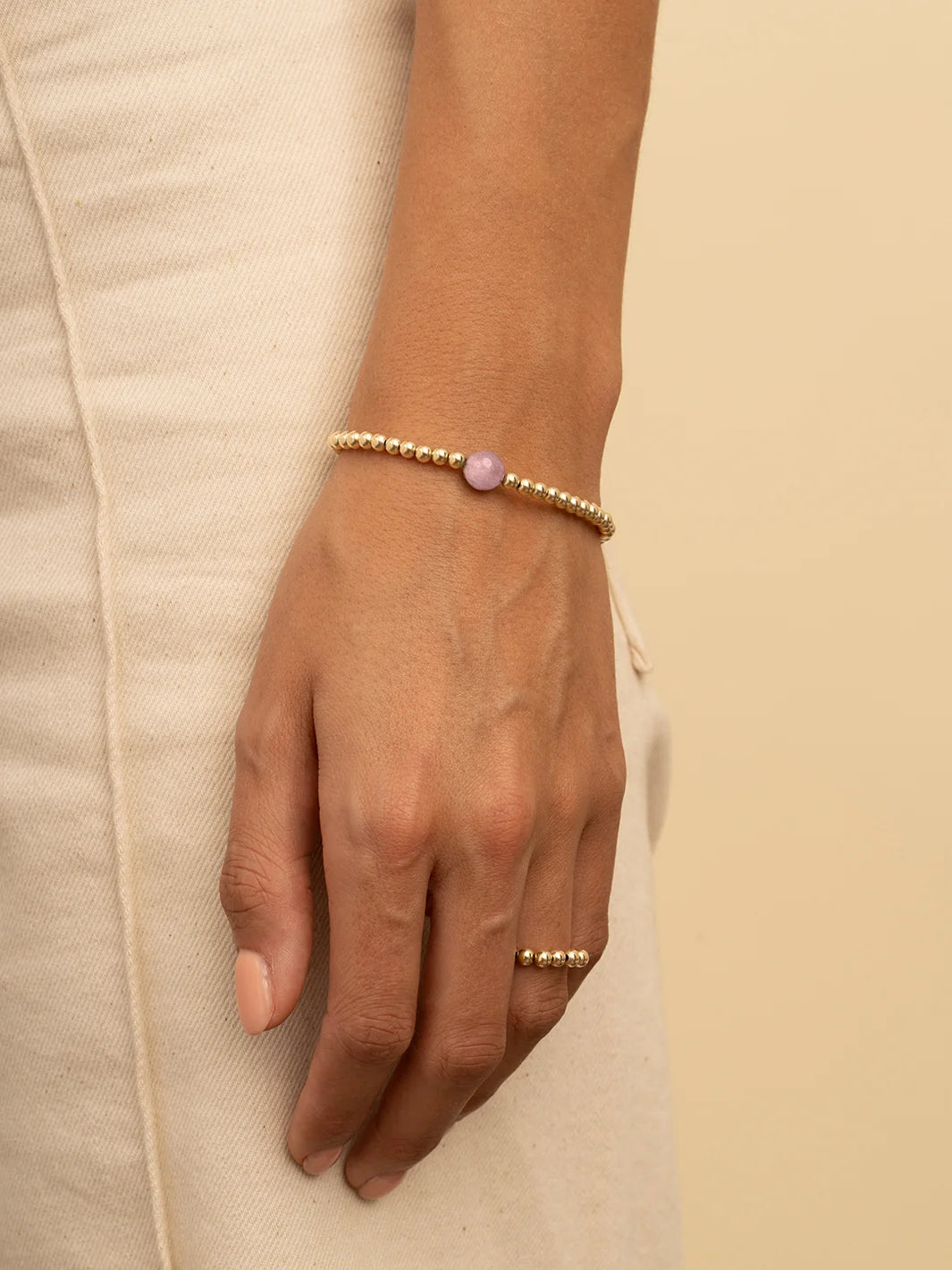 Sparkling Jewels Armband Core 8mm Aubergine Kwarts SBG-GEM59-8MM Goudkleurig