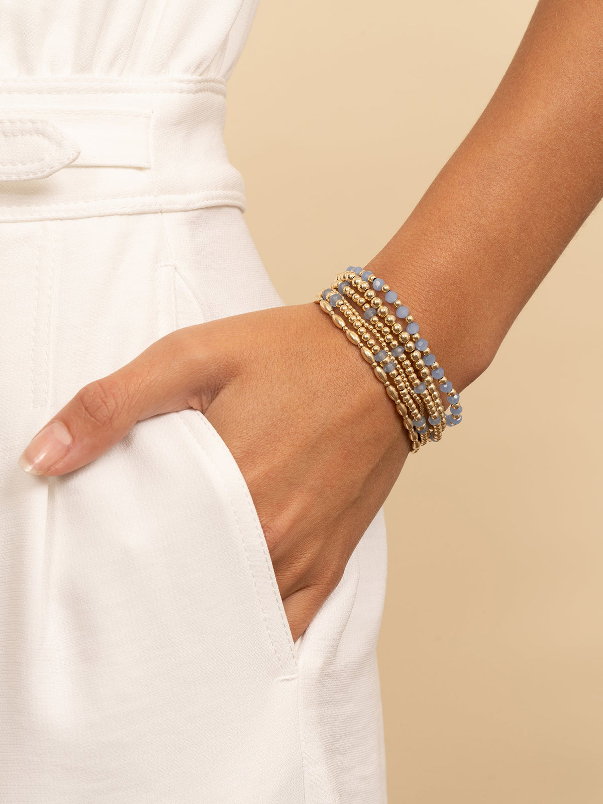 Sparkling Jewels Armband Jade SBG-GEM68-MIX-DBFCTRDL Goudkleurig