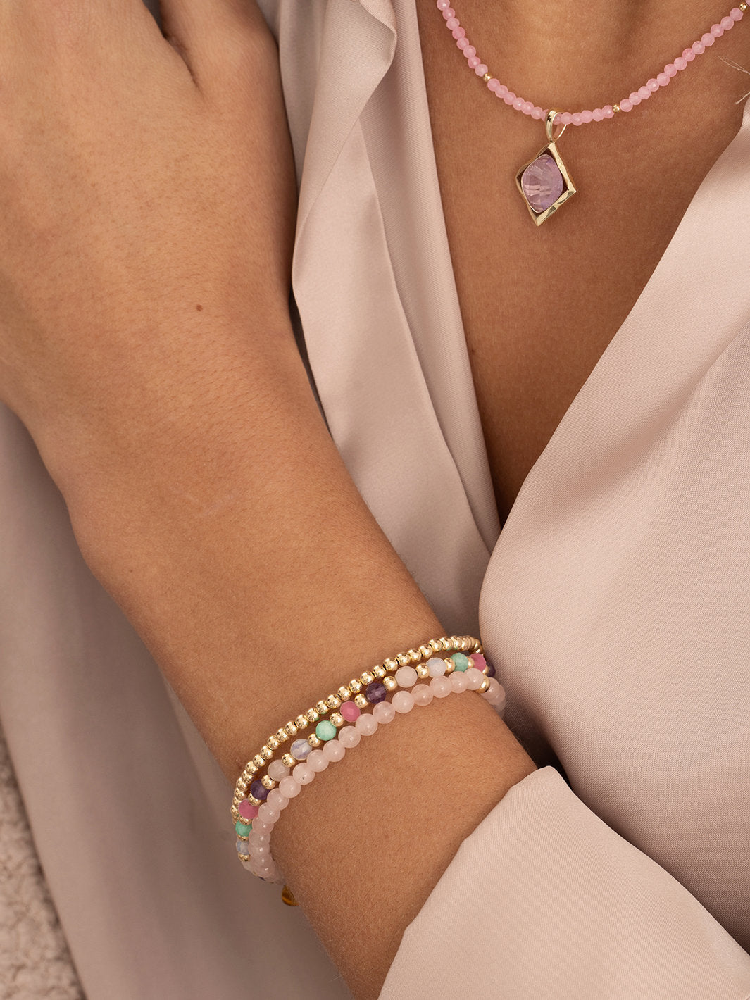 Sparkling Jewels Armband Gemengde stenen SBG-MULTI01-3MM-MIX