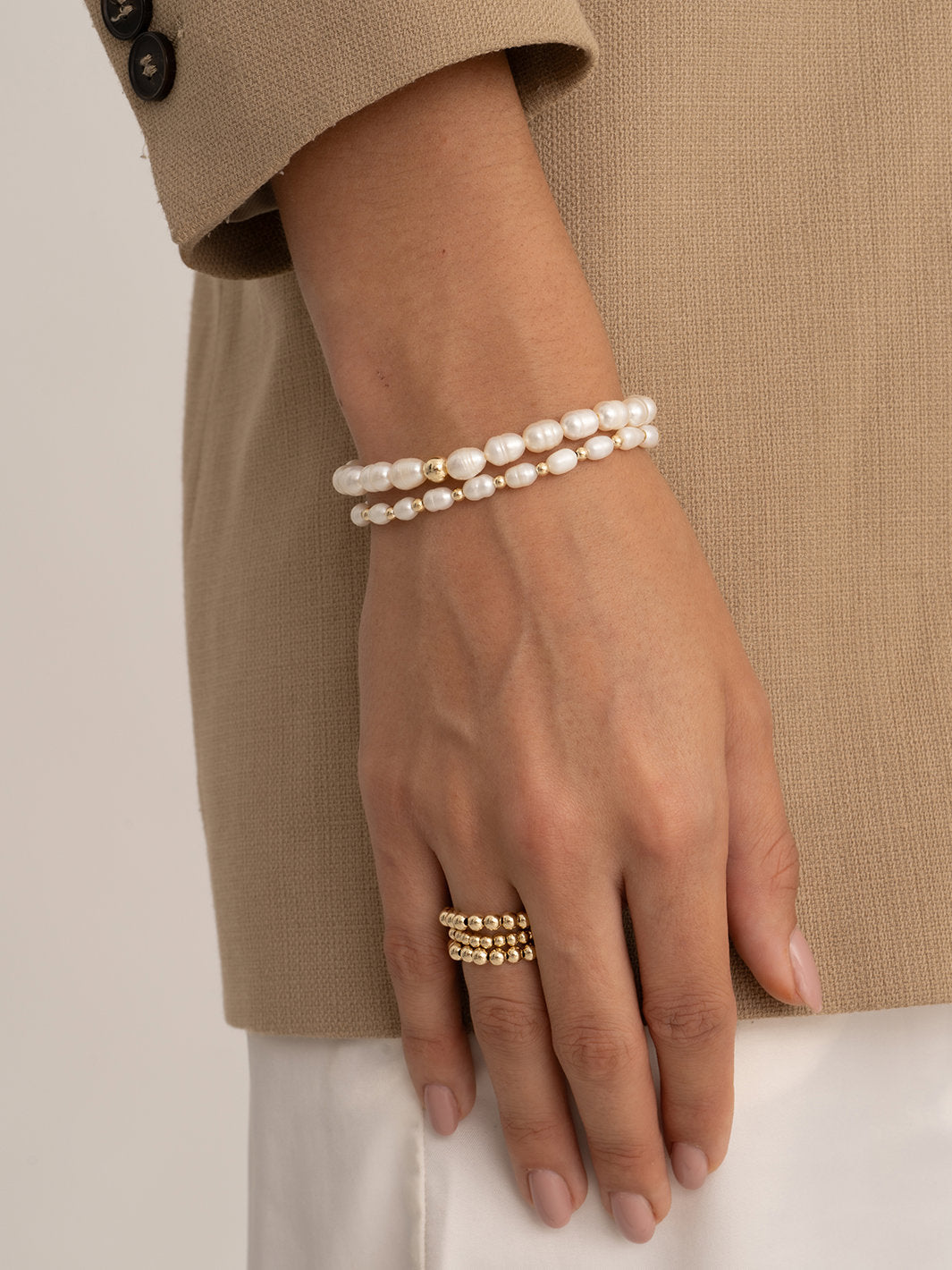 Sparkling Jewels Armband Parel SBG-PEARL-ADD-6MM Goudkleurig