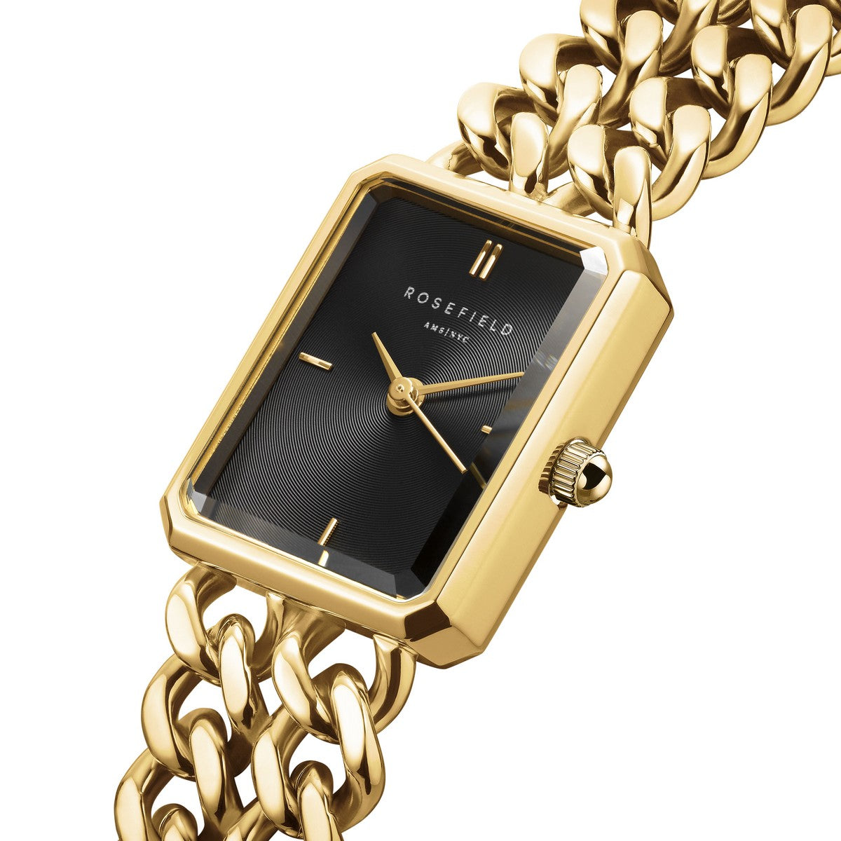 Rosefield horloge SBGSG-O77 Octagon XS Double Chain Studio Edition Black Gold - PansiteNederland.nl