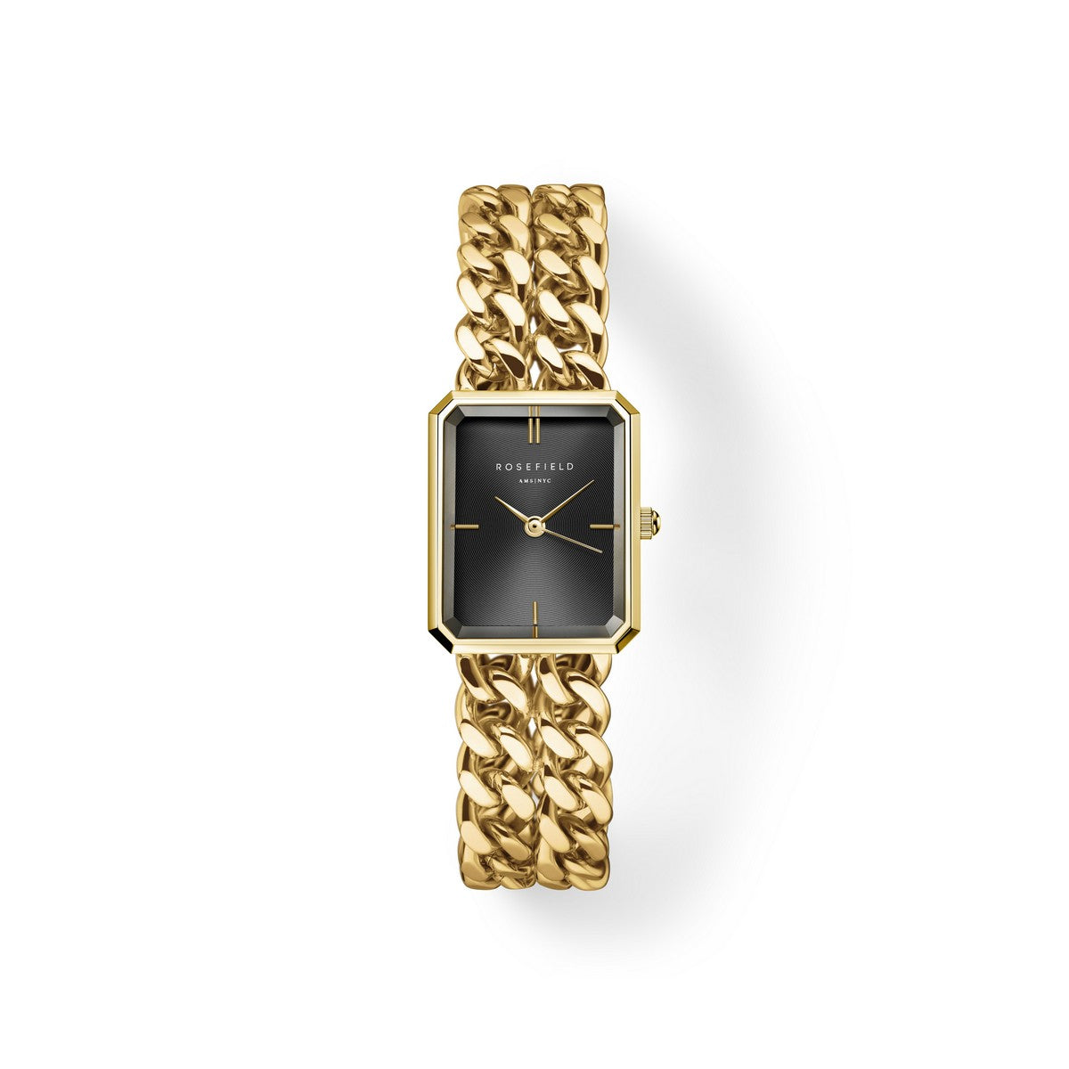Rosefield horloge SBGSG-O77 Octagon XS Double Chain Studio Edition Black Gold - PansiteNederland.nl