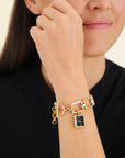 Rosefield horloge SBGSG-O66 The Octagon Charm Chain Black Gold