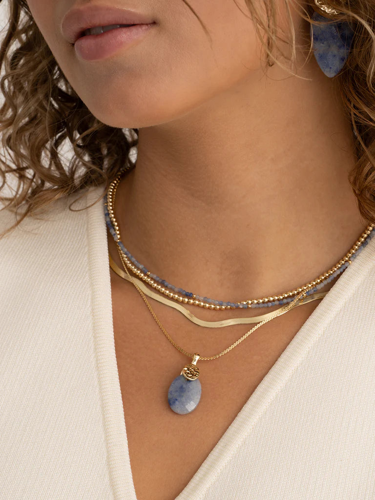 Sparkling Jewels hanger Medium Oval Blue Aventurine PENGEM37-MO - PansiteNederland.nl