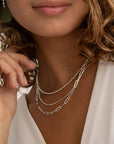 Sparkling Jewels ketting Serpentine Chain rhodium plated - Silver - 60cm SN-SPS-060