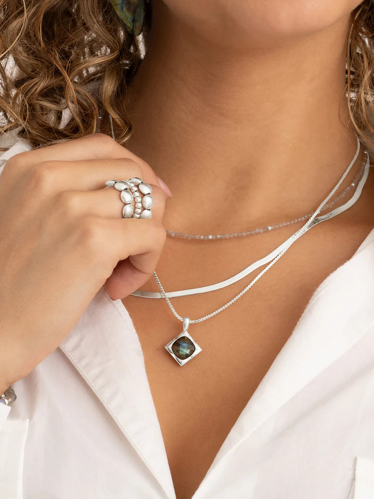 Sparkling Jewels hanger Labradorite Cushion Cut Amulet - Silver SP32-G18 - PansiteNederland.nl