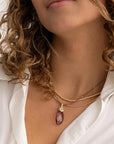 Sparkling Jewels hanger Leaf Aubergine Quartz PENGEM59-FCT-S - PansiteNederland.nl