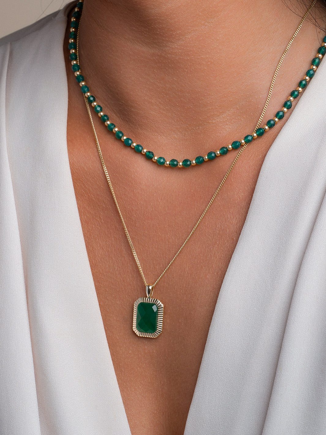 Sparkling Jewels Ketting - Green Onyx NLK03G-G53, exclusief en kwalitatief hoogwaardig. Ontdek nu!