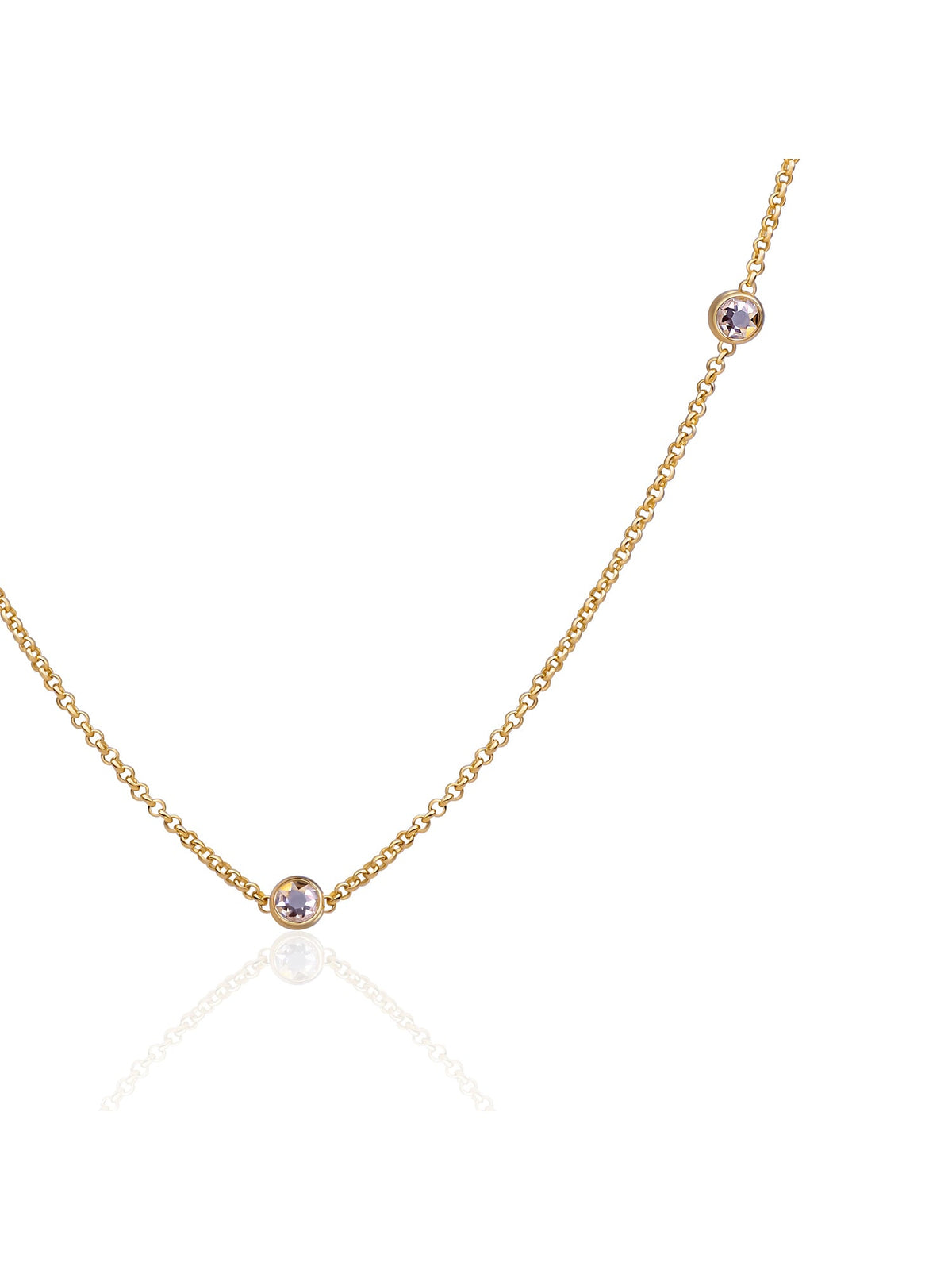 Sparkling Jewels Ketting White zirkonia beads anchor chain 42cm + 2cm SN CBG zirkonia01 SN-CBG-CZ01 Goudkleurig