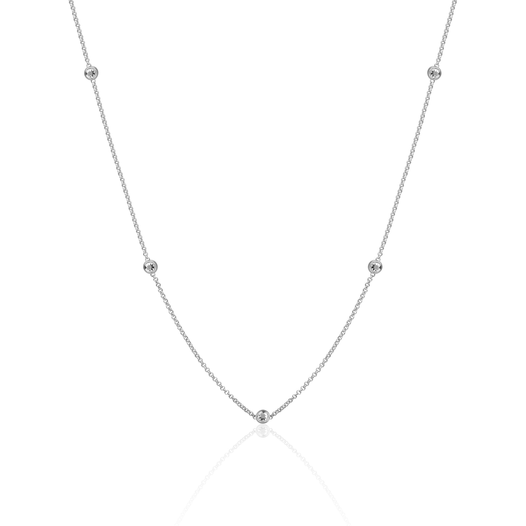 Sparkling Jewels - Ketting: White CZ beads anchor chain - Silver 42cm + 2cm SN-CBS-CZ01, exclusief en kwalitatief hoogwaardig. Ontdek nu!