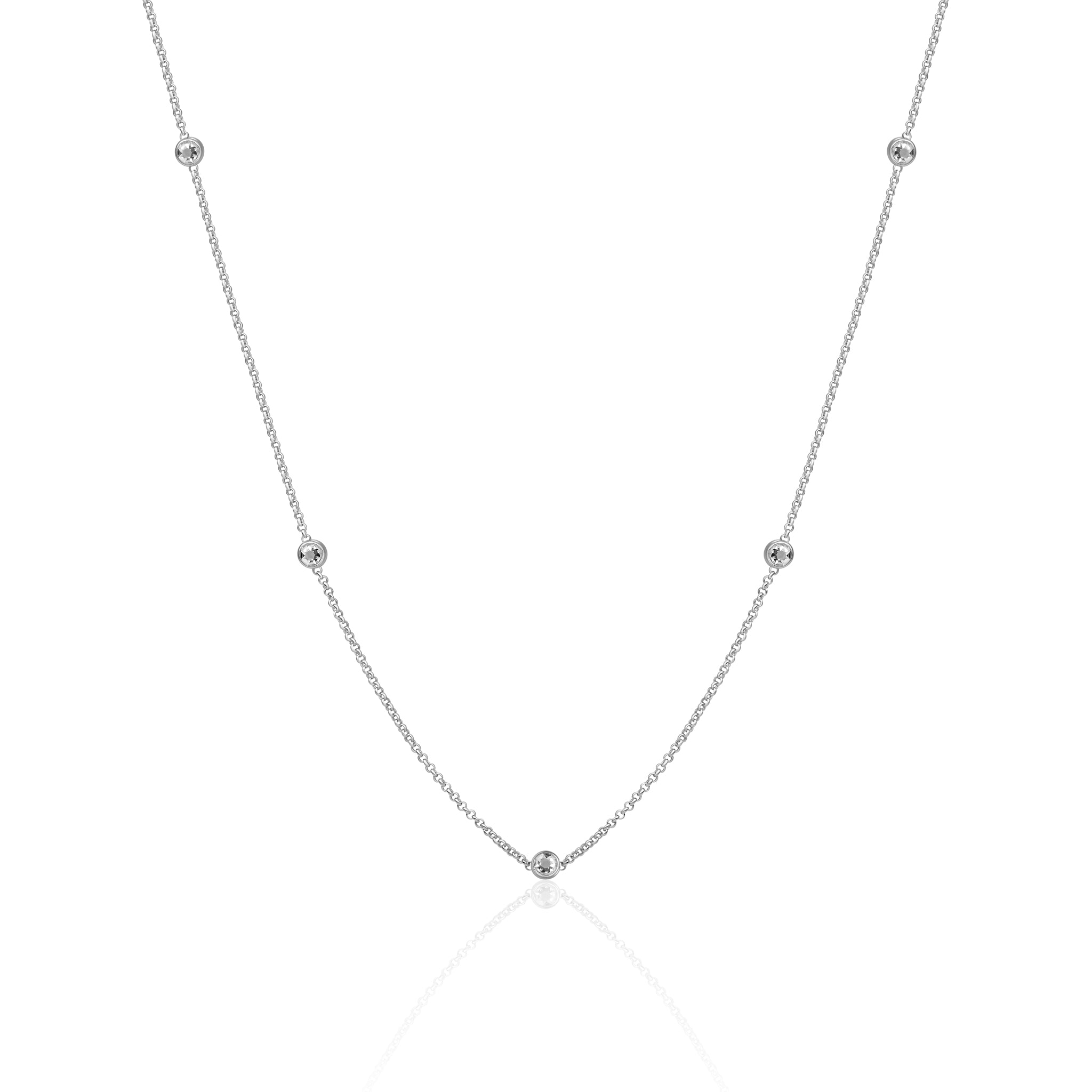 Sparkling Jewels Ketting White zirkonia beads anchor chain 42cm + 2cm SN CBS zirkonia01 SN-CBS-CZ01 Zilverkleurig