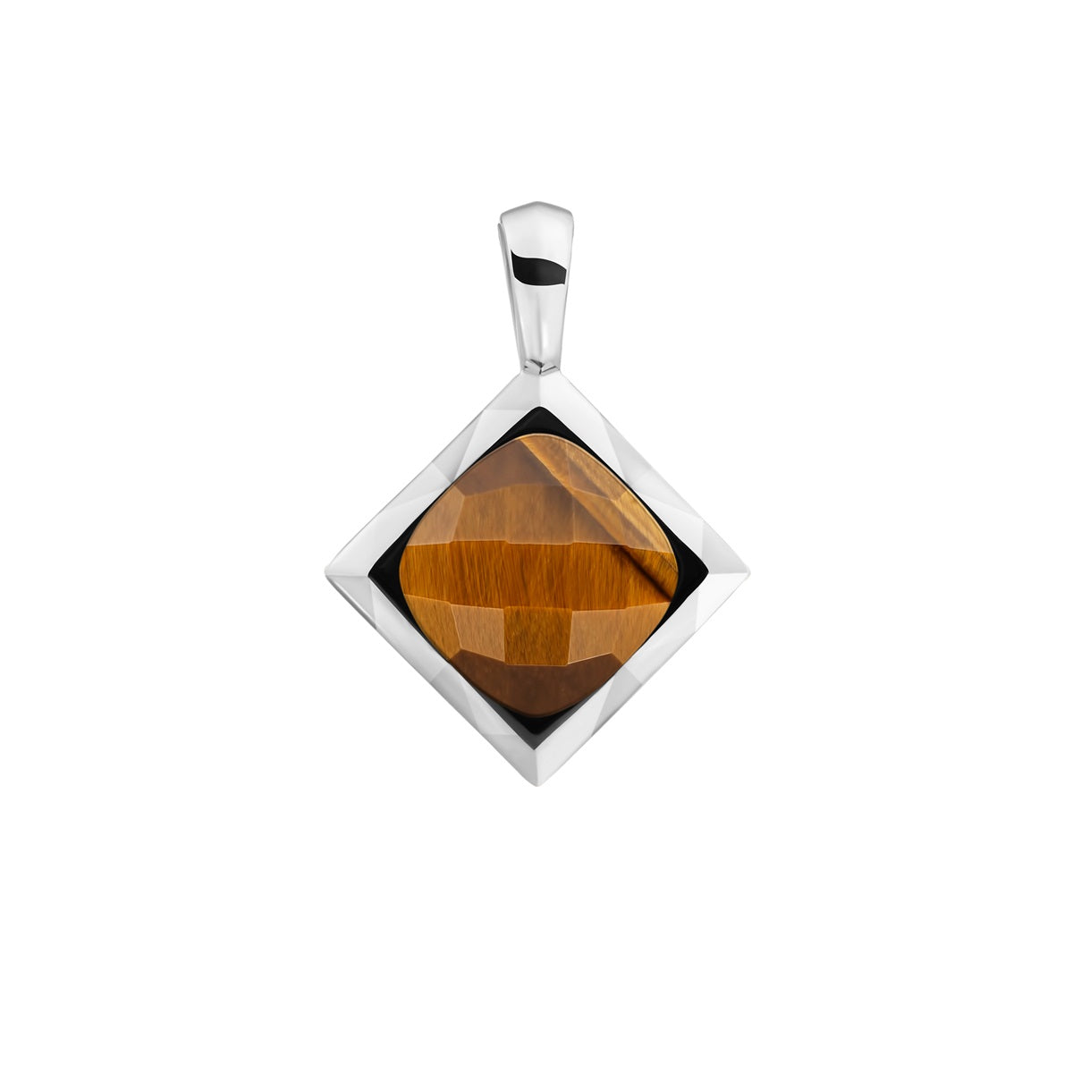 Sparkling Jewels hanger Tiger Eye Cushion Cut Amulet - Silver SP32-G09
