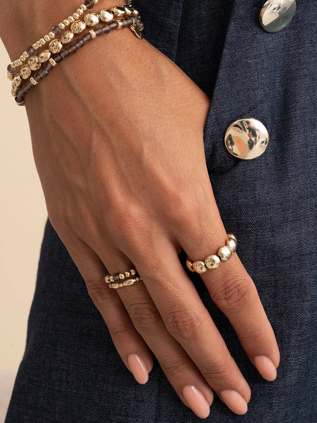 Sparkling Jewels Ring Rookkwarts SRI-G-RDL-G23 Goudkleurig