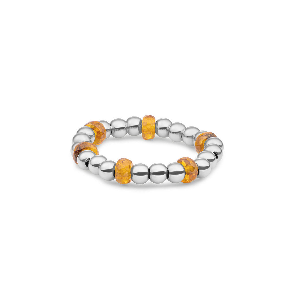 Sparkling Jewels Ring Citrienkwarts SRI-S-RDL-G65 Zilverkleurig