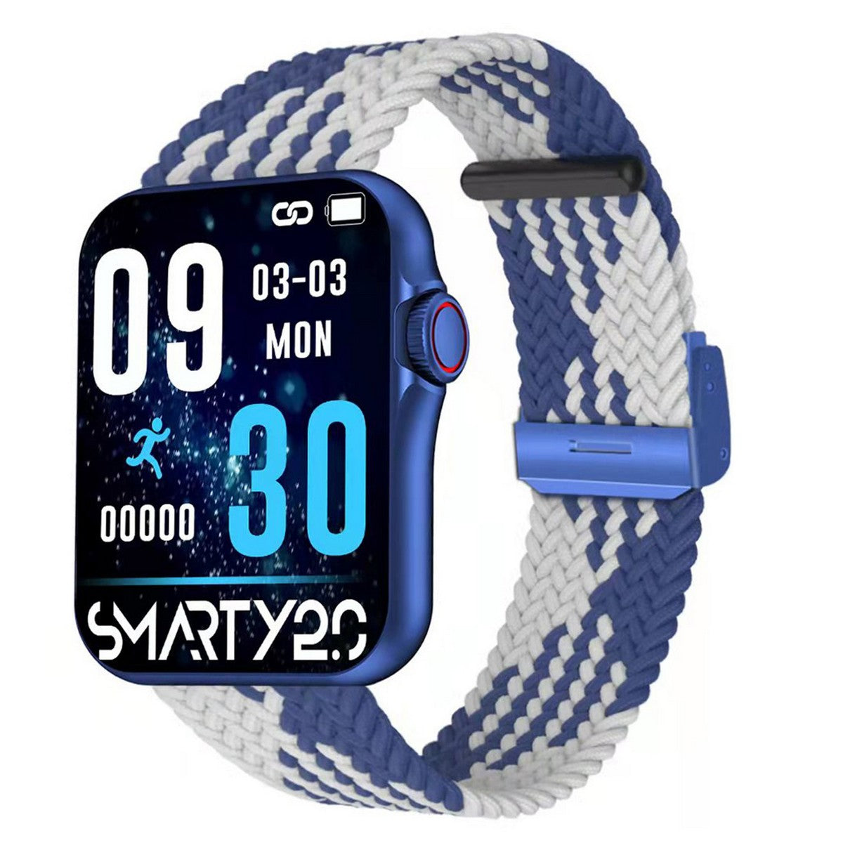 Smarty SW028C06 Smartwatch Blauw Wit Stretch 43mm, exclusief en kwalitatief hoogwaardig. Ontdek nu!