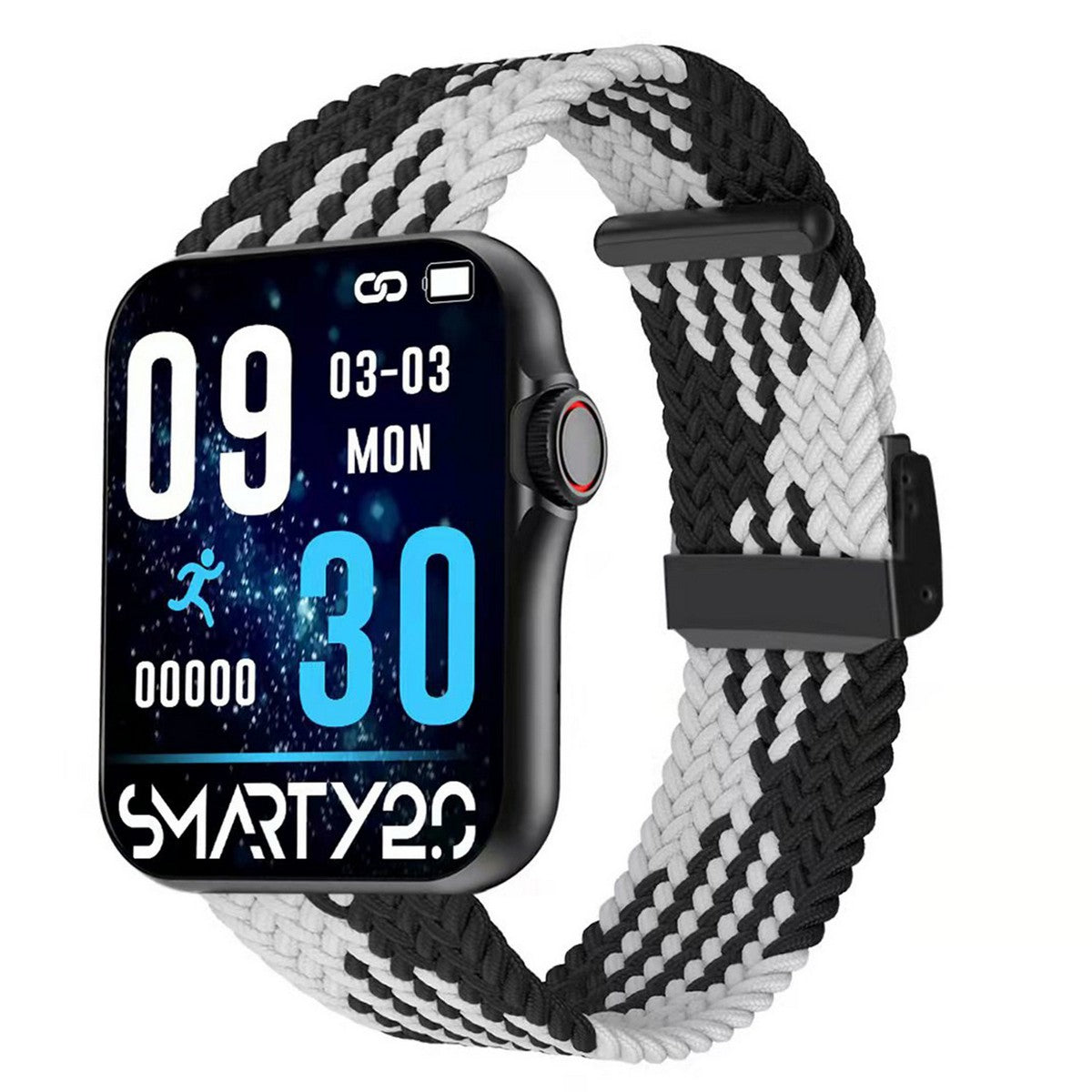Smarty SW028C07 Smartwatch Zwart Wit Stretch 43mm, exclusief en kwalitatief hoogwaardig. Ontdek nu!