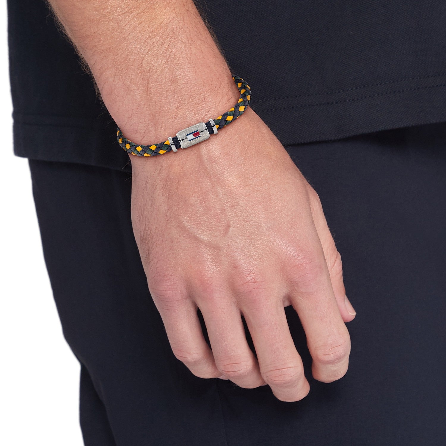 Tommy Hilfiger Jewels TJ2790455 Armband Leer Groen Geel Heren 19cm