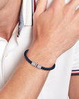 Tommy Hilfiger Jewels TJ2790460 Armband Leer Blauw Heren 19cm