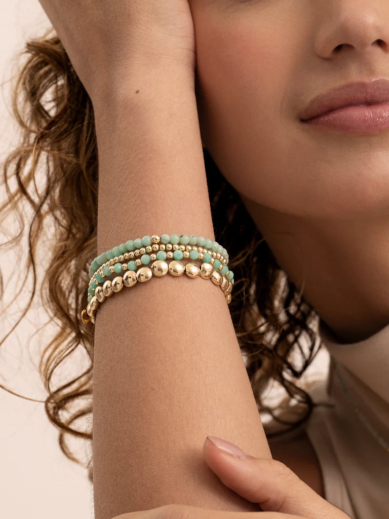 Sparkling Jewels Armband | Rich Green Amazonite Interstellar - Gold 3mm SBG-GEM57-3MM-MIX - PansiteNederland.nl
