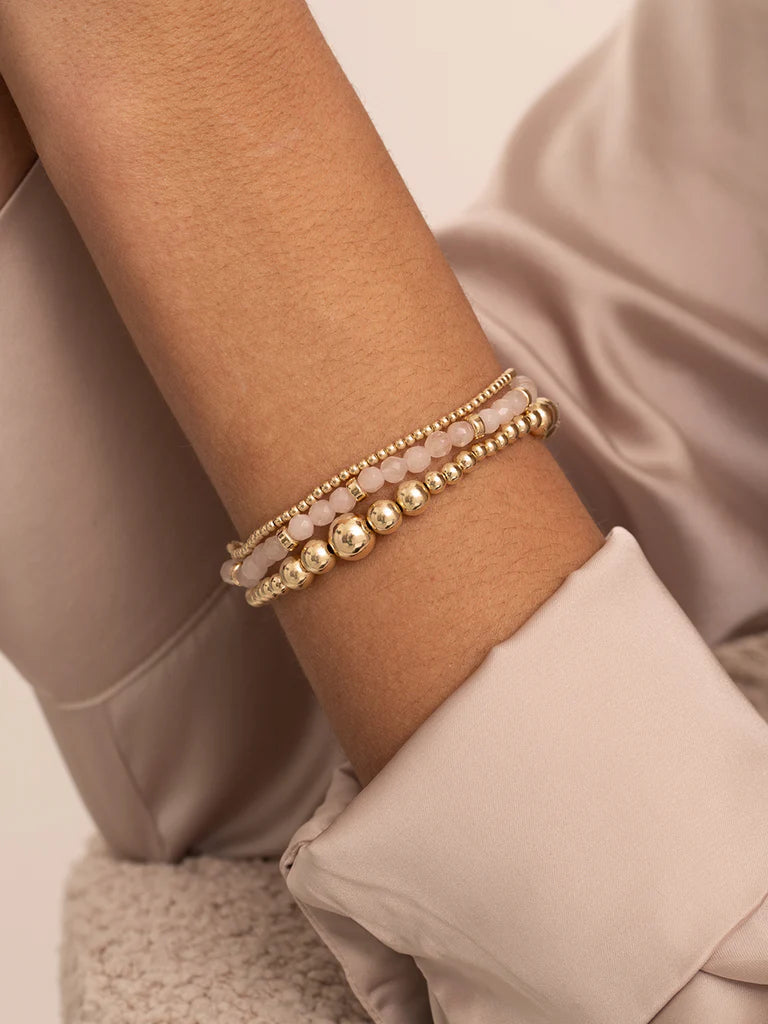 Sparkling Jewels armband Rose Quartz Roundel Interstellar - Gold SBG-GEM13-MIX-RDL - PansiteNederland.nl