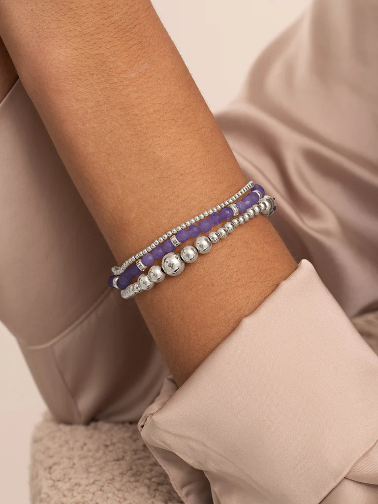 Sparkling Jewels armband Amethyst Roundel Interstellar - Silver SB-GEM05-MIX-RDL - PansiteNederland.nl