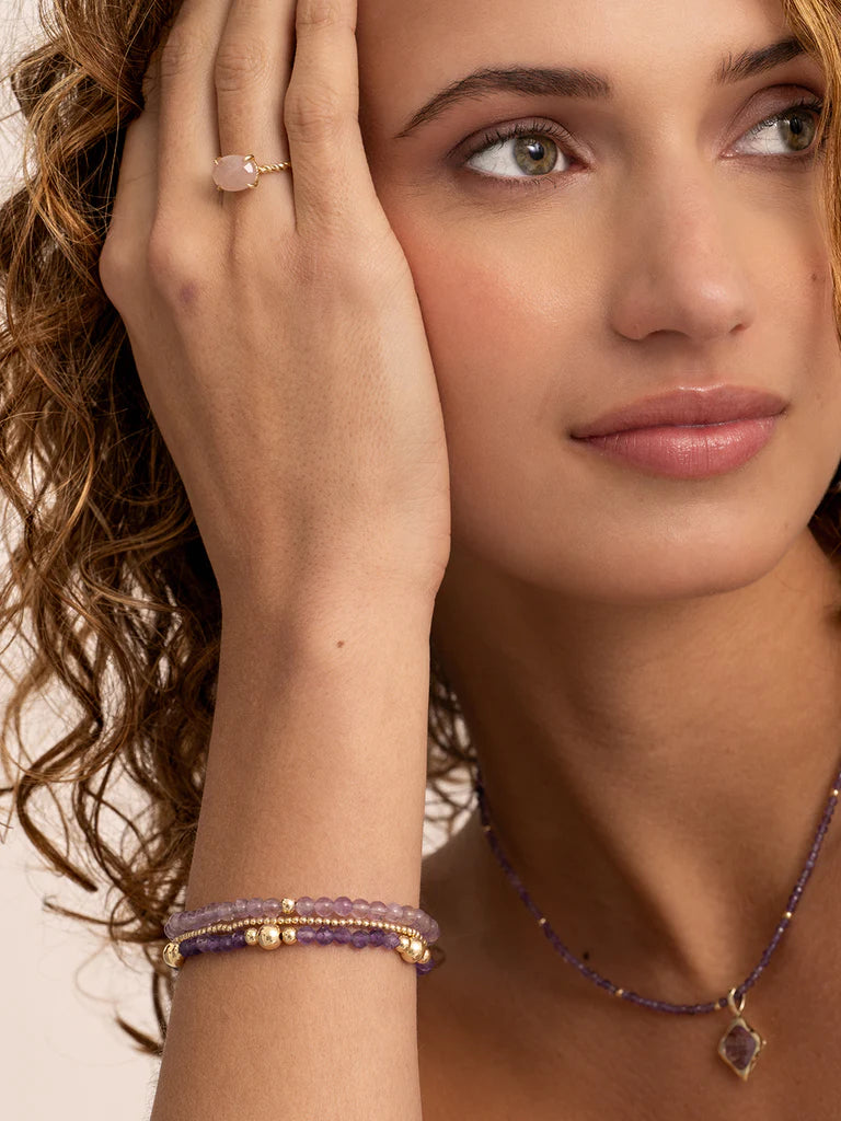 Sparkling Jewels armband | Amethyst Bold Mix - Gold BLK01G-G05 - PansiteNederland.nl