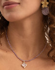 Sparkling Jewels ketting | 2mm Amethyst Gold - 42cm +2cm NLK04G-G05 op model