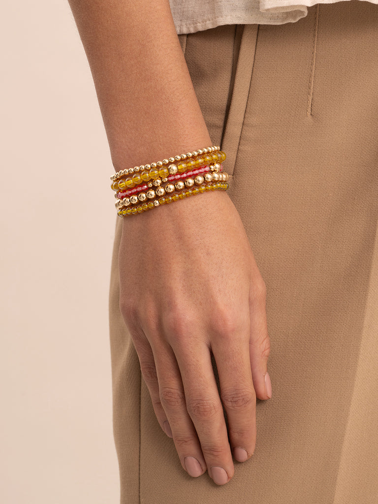 Sparkling Jewels armband Light Gold Citrine Quartz Saturn small - Gold - 4mm SBG-GEM65-ADD-4MM - PansiteNederland.nl