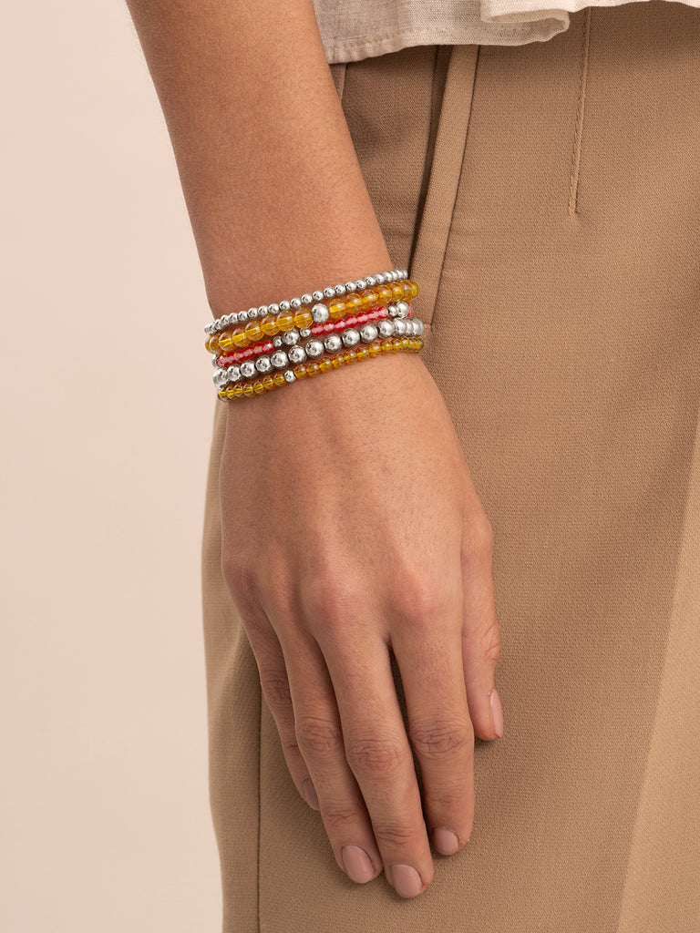 Sparkling Jewels armband Light Gold Citrine Quartz Saturn small - Silver - 4mm SB-GEM65-ADD-4MM - PansiteNederland.nl