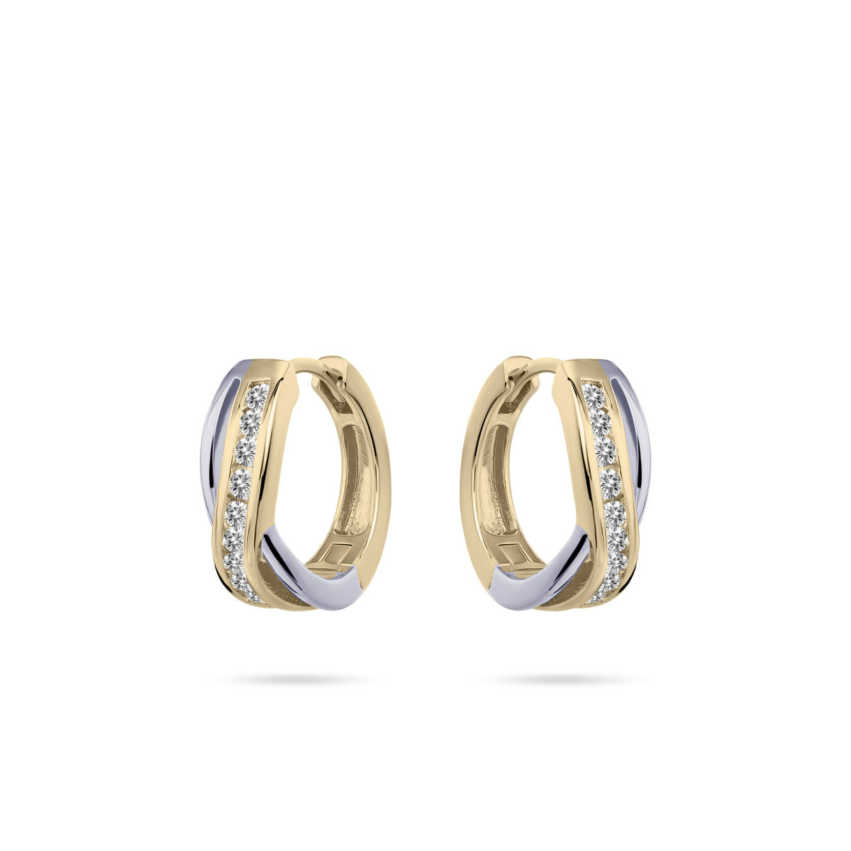Gisser Oorringen 14K Bicolor Goud Zirkonia Wit – VBKC1012