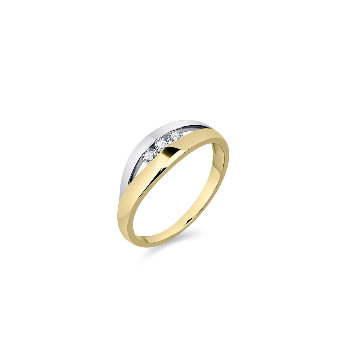 Gisser Ring 14K Bicolor Goud Zirkonia Wit – VBR004