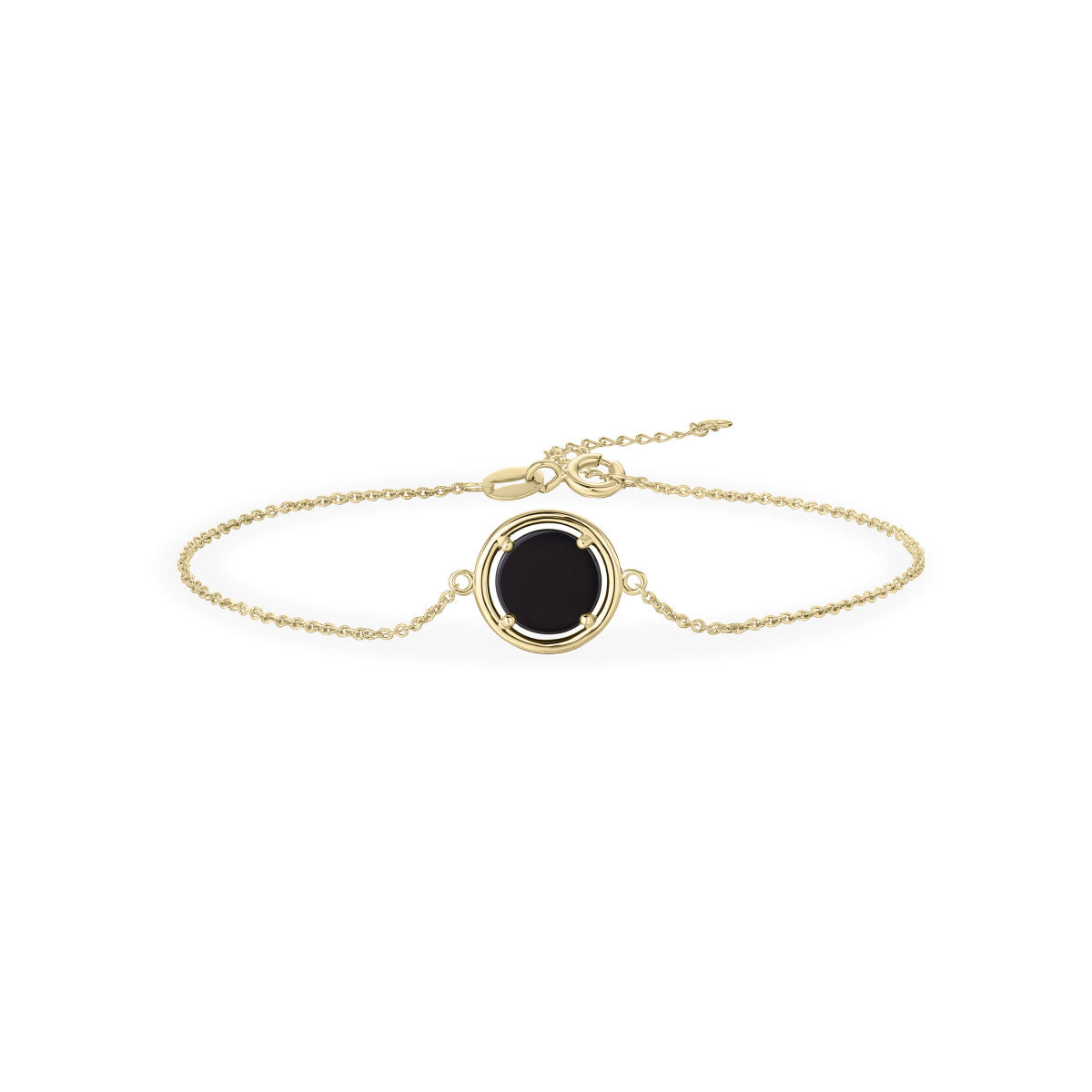 Gisser Armband 14K Geelgoud Agaat Zwart 17+3 cm – VGB015Z