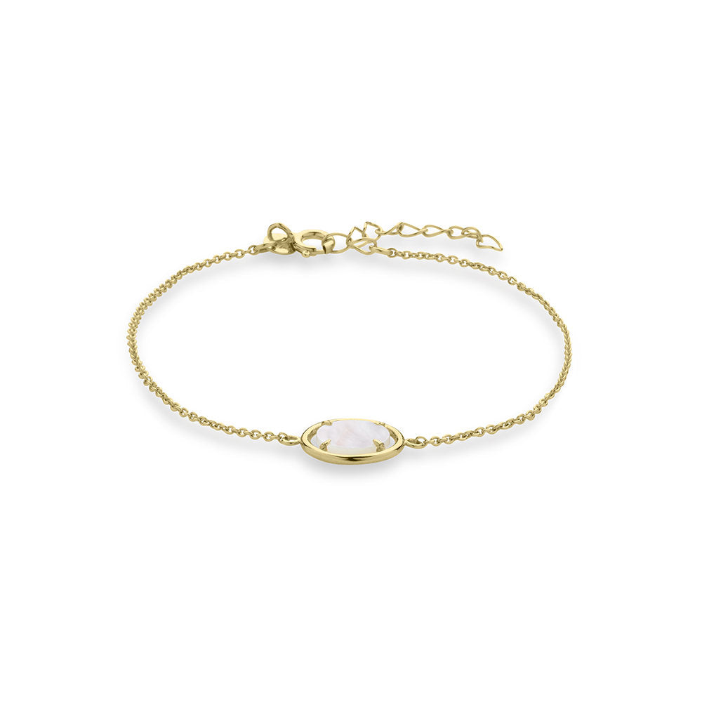 Gisser Armband 14K Geelgoud Zirkonia Parelmoer 17+3 cm – VGB015